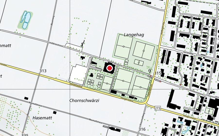 Carte indiquant l’emplacement de Mehrzweckhalle Löhrenacker (Centre sportif)