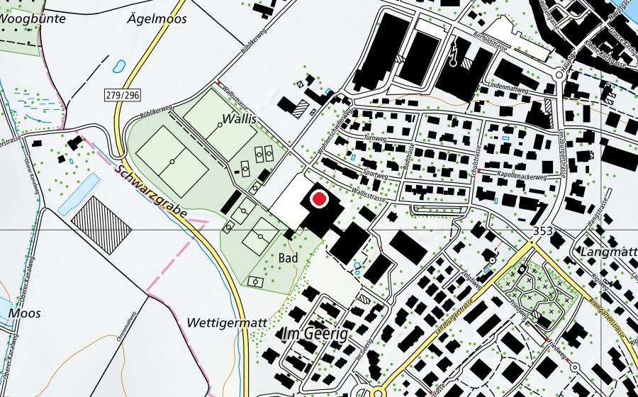 Mappa con la posizione di Mehrzweckhalle (Centro sportivo)