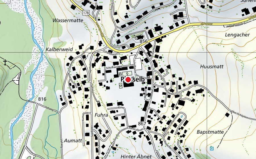 Mappa con la posizione di Mehrzweckhalle Plasselb (Centro sportivo)