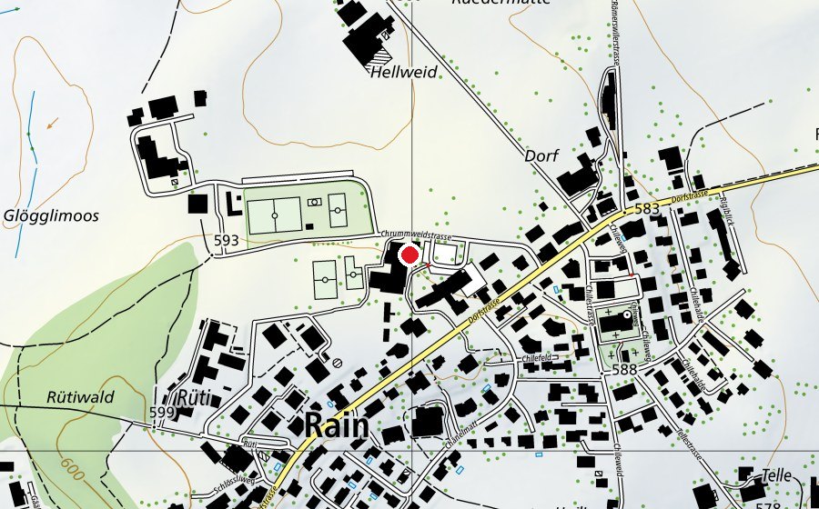 Karte mit dem Standort von Mehrzweckhalle (Sportanlage)