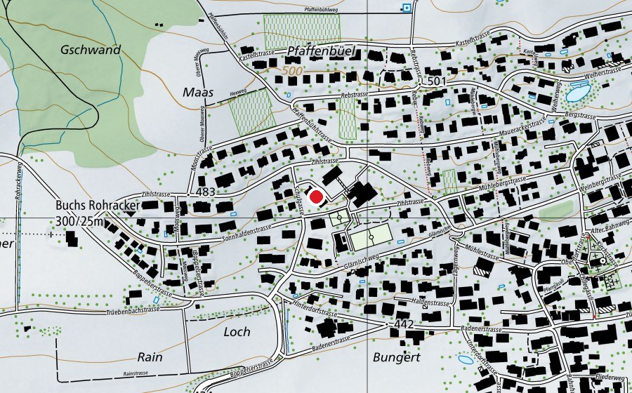 Map showing the location of Mehrzweckhalle Schulhaus Zihl (Sports centre)