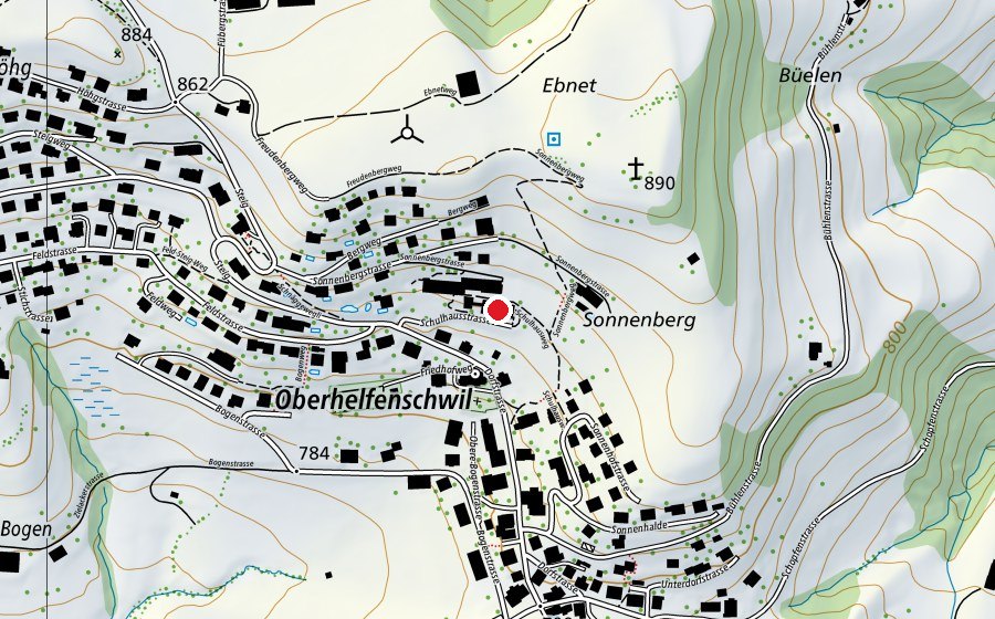 Karte mit dem Standort von Mehrzweckhalle Sonnenberg (Sportanlage)