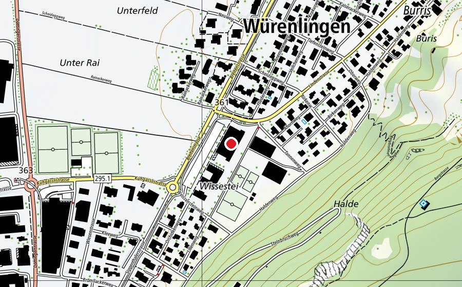 Karte mit dem Standort von Mehrzweckhalle Weissenstein (Sportanlage)