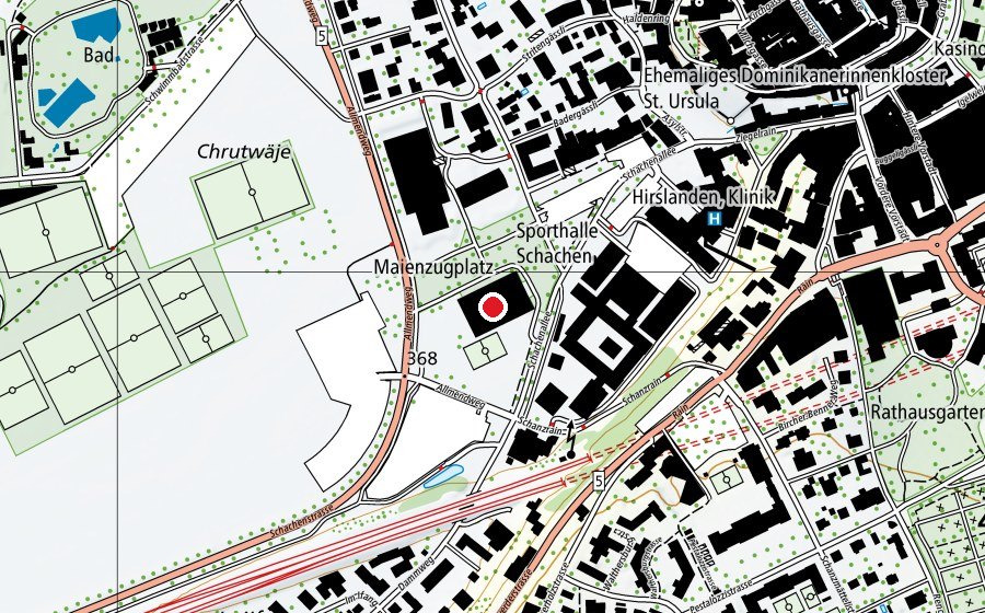 Mappa con la posizione di Mehrzweckturnhalle Schachen (Centro sportivo)