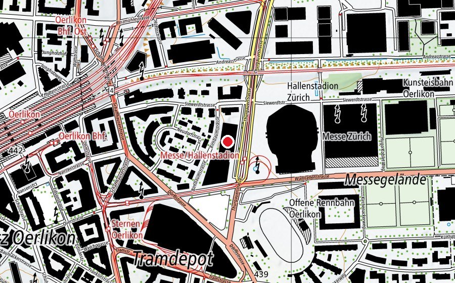 Mappa con la posizione di Messehalle 9 (Centro sportivo)