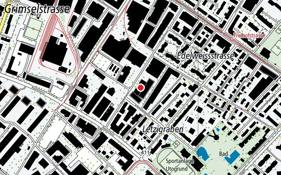 Carte indiquant l’emplacement de Minimum Boulder Flüela (Centre sportif)