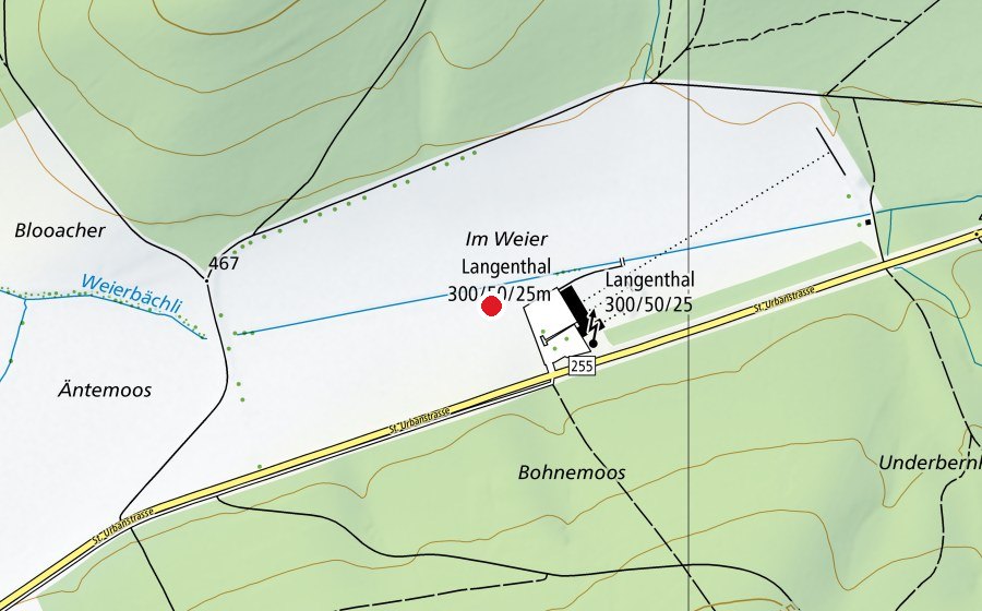 Carte indiquant l’emplacement de Modellflugplatz (Centre sportif)
