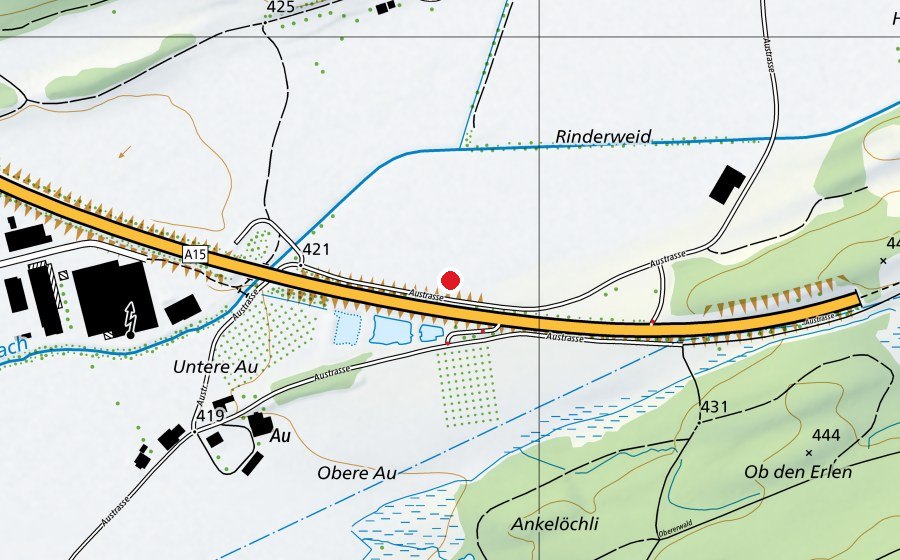 Mappa con la posizione di Modellflugplatz Obere Au (Centro sportivo)