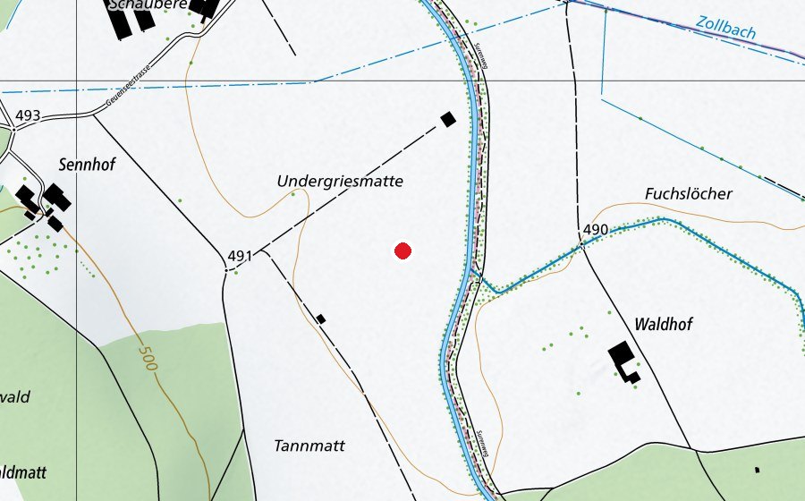 Mappa con la posizione di Modellflugplatz Schaubern (Centro sportivo)