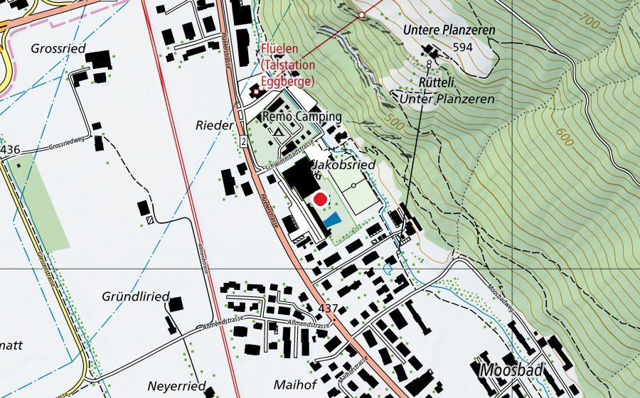 Mappa con la posizione di Moosbad (Centro sportivo)