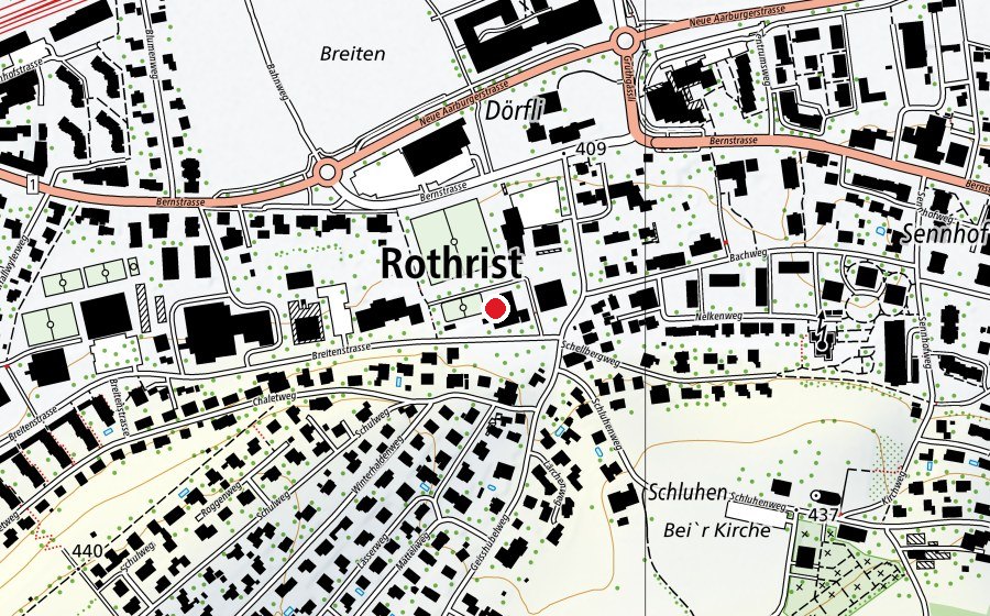 Karte mit dem Standort von Neue Turnhalle Dörfli 3 (Sportanlage)