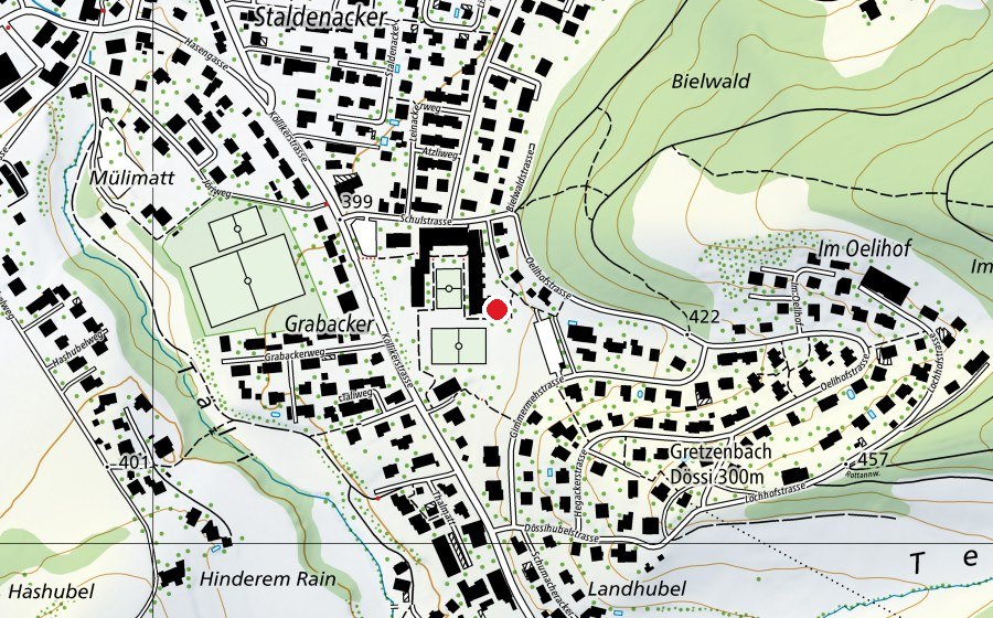 Carte indiquant l’emplacement de Neue Turnhalle (Centre sportif)