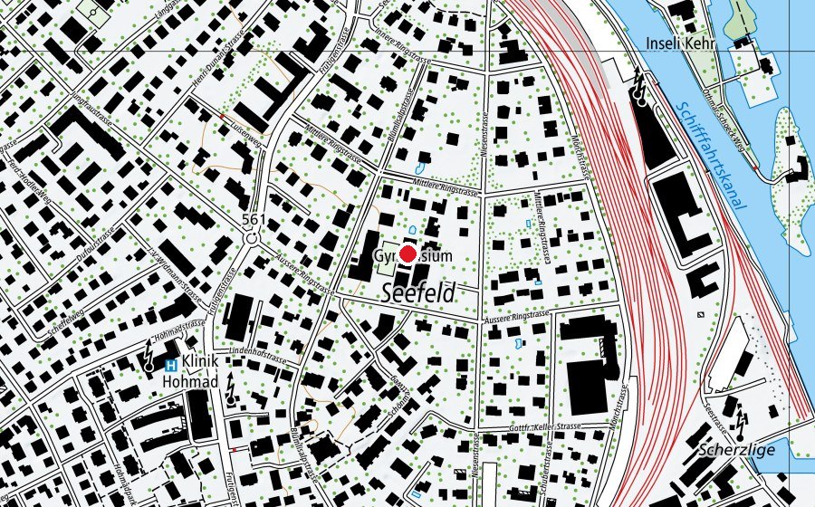 Mappa con la posizione di Neue Turnhalle (Centro sportivo)