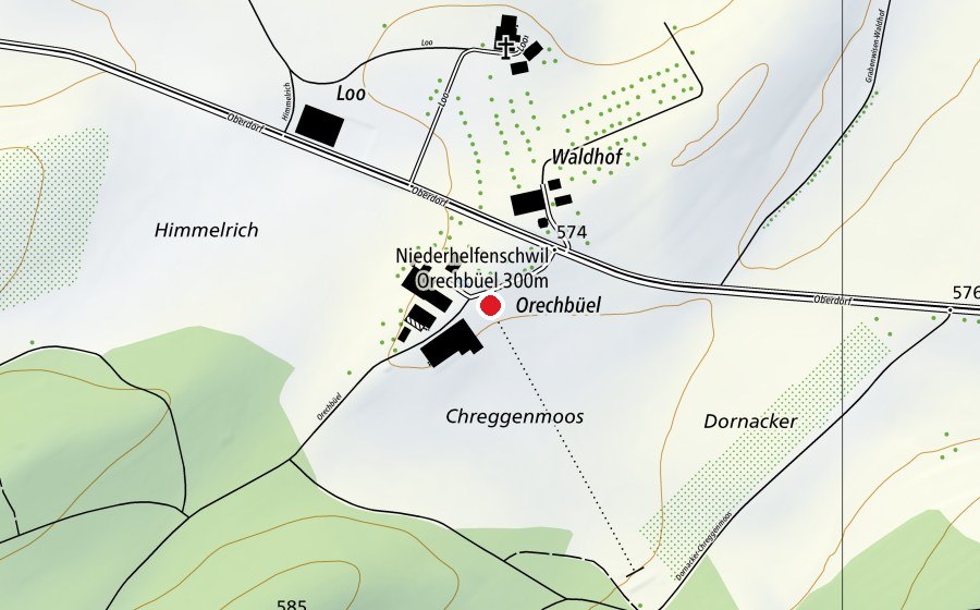 Map showing the location of Niederhelfenschwil Orechbüel 300 m (Sports centre)