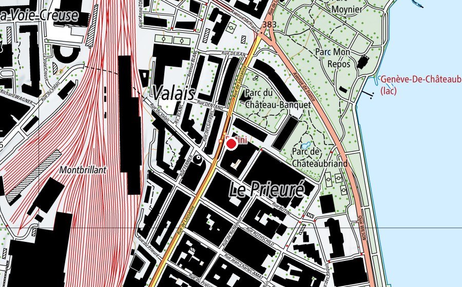 Map showing the location of NonStop Gym Pâquis (Sports centre)