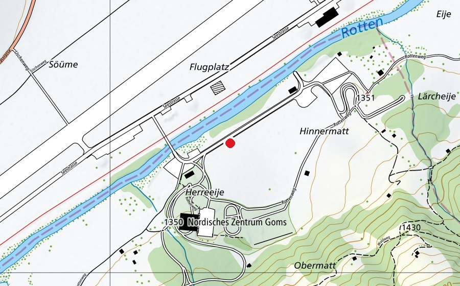 Map showing the location of Nordisches Zentrum Goms (Sports centre)