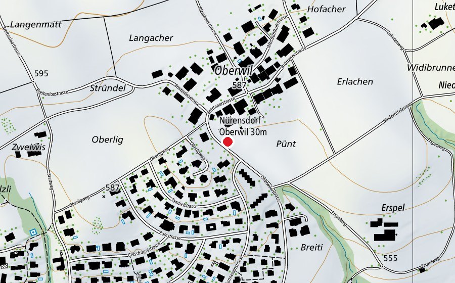 Map showing the location of Nürensdorf Oberwil 30 m (Sports centre)