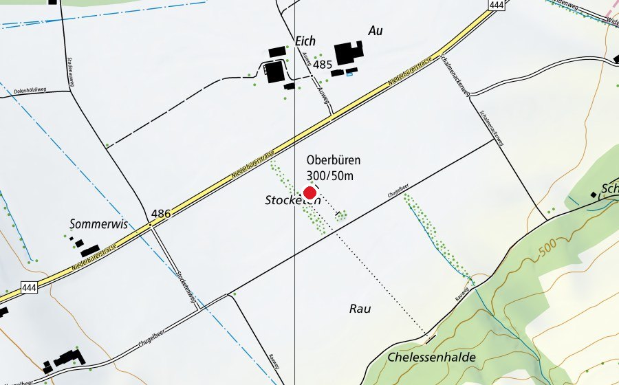 Carte indiquant l’emplacement de Oberbüren 300/50 m (Centre sportif)