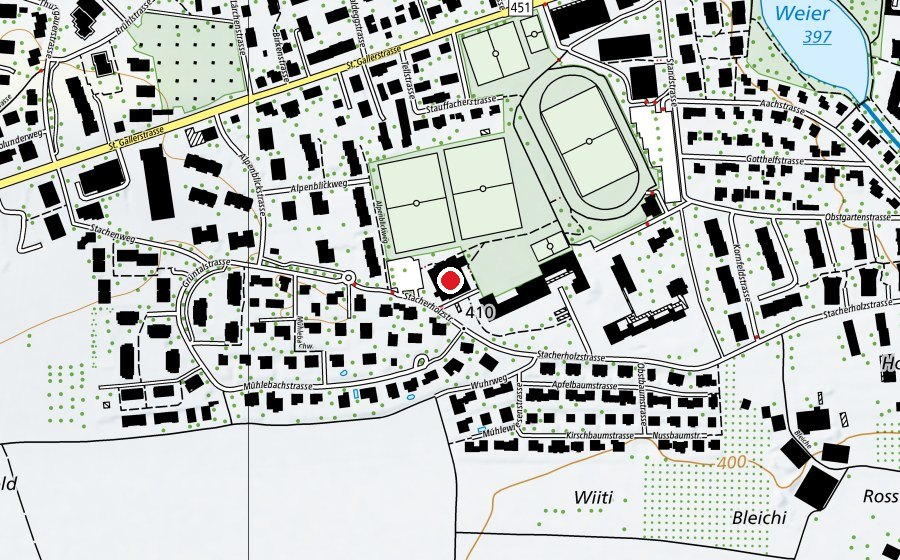 Mappa con la posizione di Obere Stacherholzhalle (Centro sportivo)