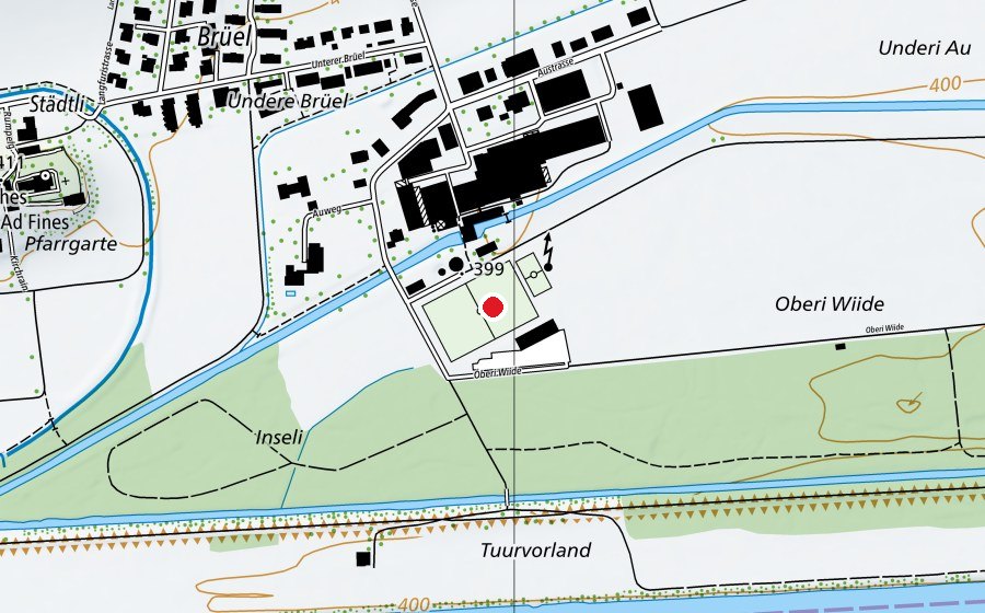 Map showing the location of Oberi Wiide (Sports centre)