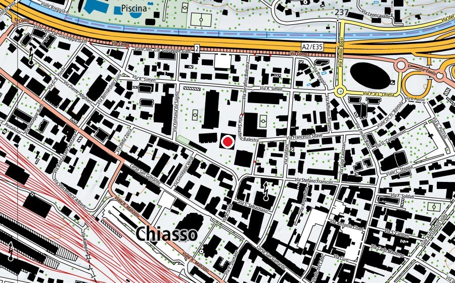 Carte indiquant l’emplacement de Palestre scuole Chiasso (Centre sportif)