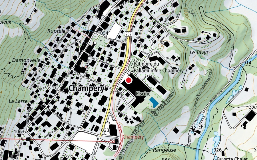 Carte indiquant l’emplacement de Palladium (Centre sportif)