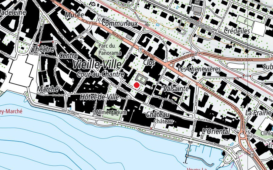 Carte indiquant l’emplacement de Pan de Vevey (Centre sportif)