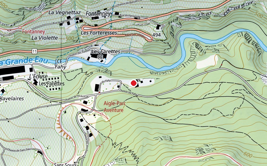 Karte mit dem Standort von Parc Aventure Aigle (Sportanlage)