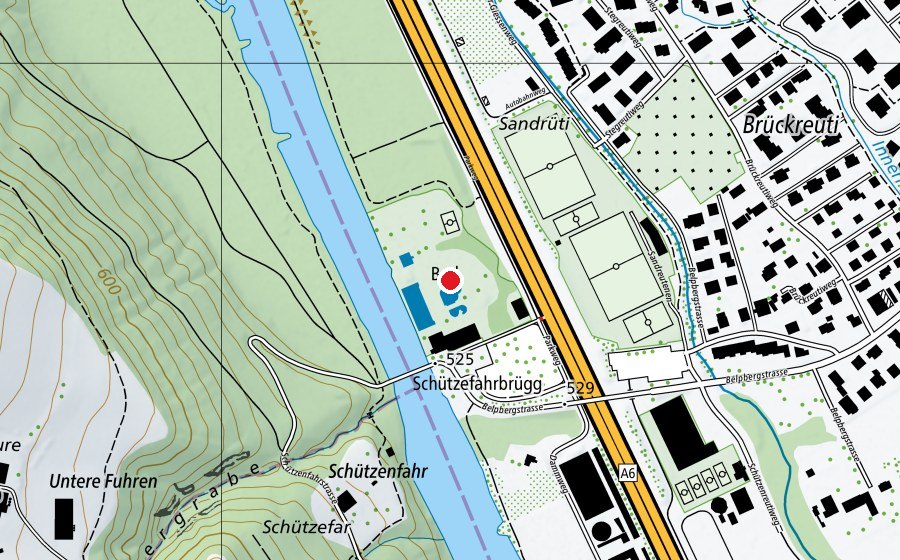 Map showing the location of Parkbad Münsingen (Sports centre)