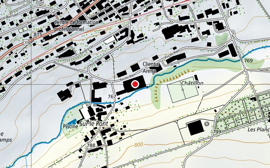 Carte indiquant l’emplacement de Patinoire d'Erguël (Centre sportif)