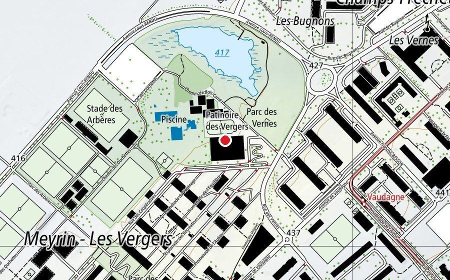 Carte indiquant l’emplacement de Patinoire des Vergers (Centre sportif)