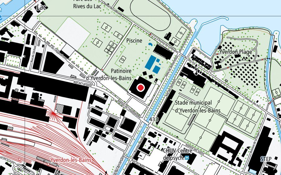 Carte indiquant l’emplacement de Patinoire Yverdon (Centre sportif)