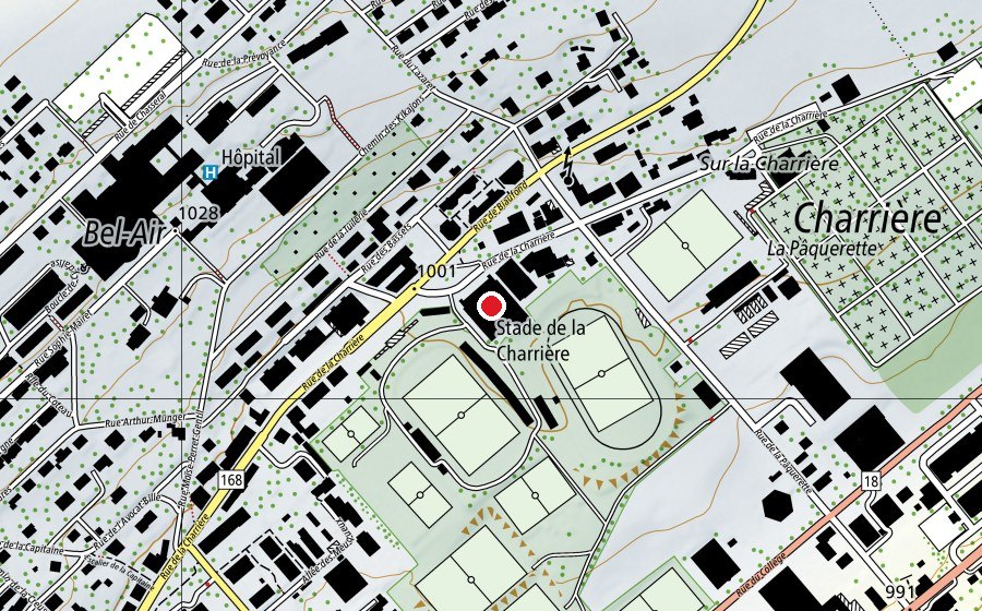 Karte mit dem Standort von Pavillon des sports (Sportanlage)