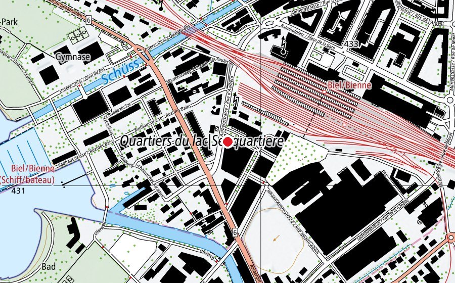 Map showing the location of Physio & Fitness au Lac (Sports centre)