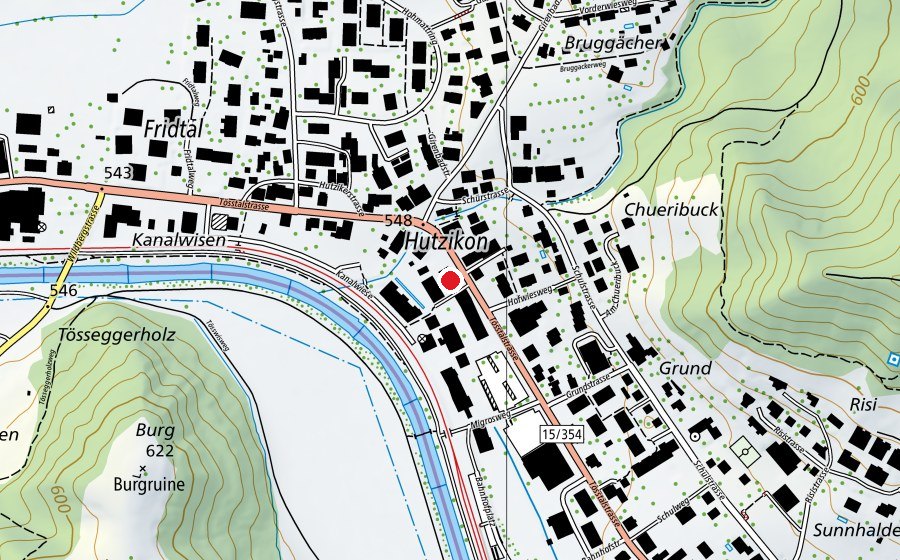 Carte indiquant l’emplacement de PhysioFit Bosshard (Centre sportif)
