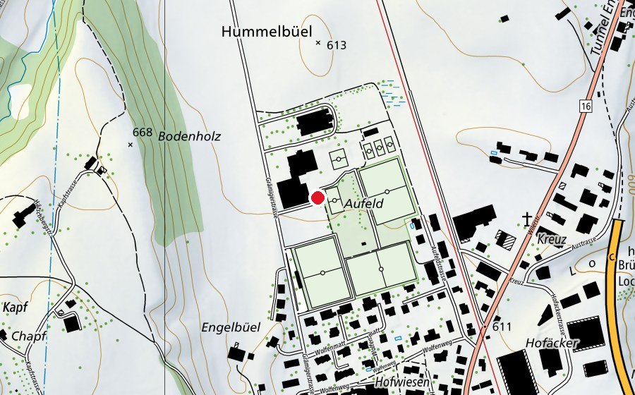 Mappa con la posizione di Pilz (Centro sportivo)