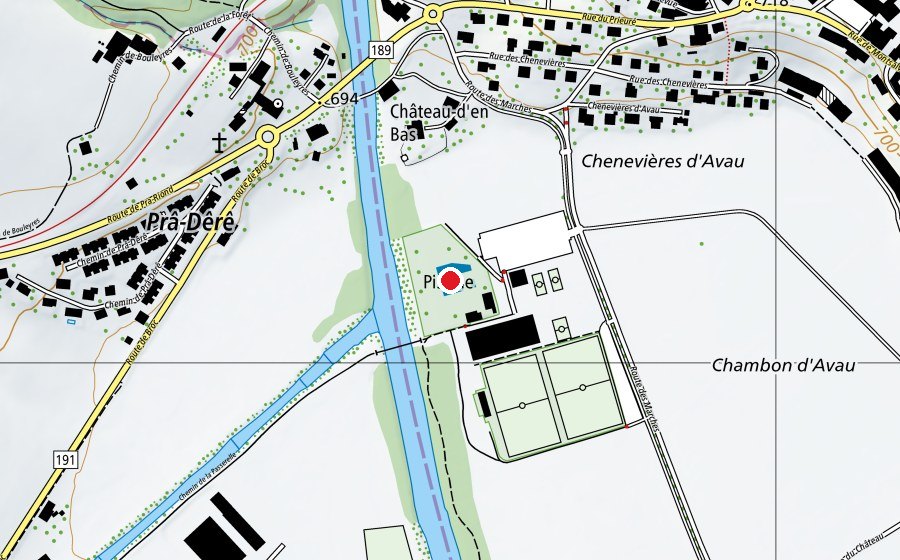 Carte indiquant l’emplacement de Piscine communale de Broc (Centre sportif)