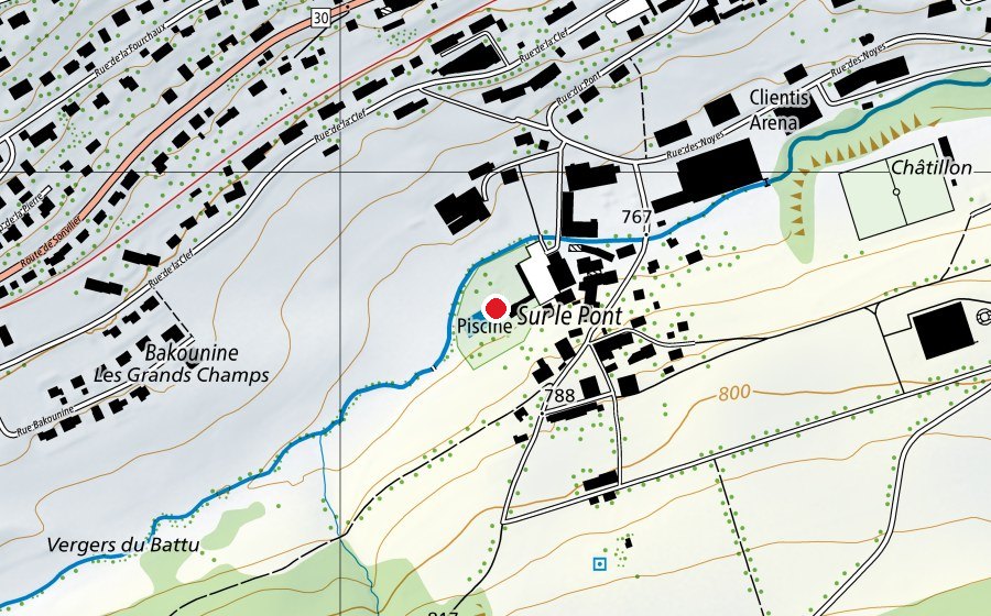 Carte indiquant l’emplacement de Piscine d'Erguël (Centre sportif)
