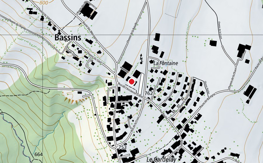 Carte indiquant l’emplacement de Piscine de Bassins (Centre sportif)
