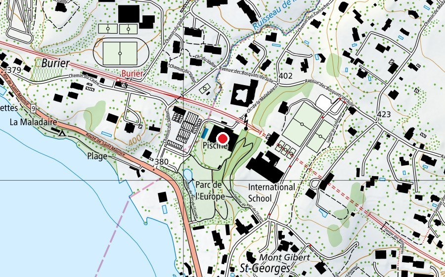 Mappa con la posizione di Piscine de la Maladaire (Centro sportivo)