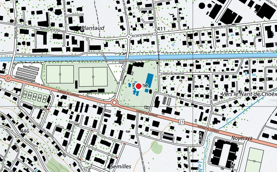 Mappa con la posizione di Piscine de Monthey (Centro sportivo)