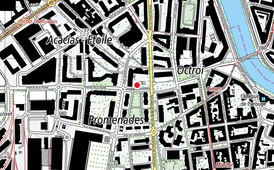 Mappa con la posizione di Piscine de Pervenches (Centro sportivo)