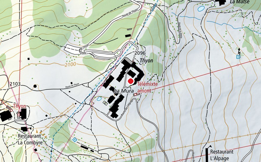 Mappa con la posizione di Piscine de Thyon 2000 (Centro sportivo)