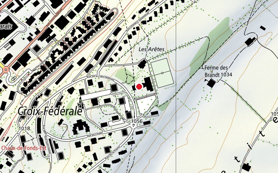 Map showing the location of Piscine des Arêtes (Sports centre)