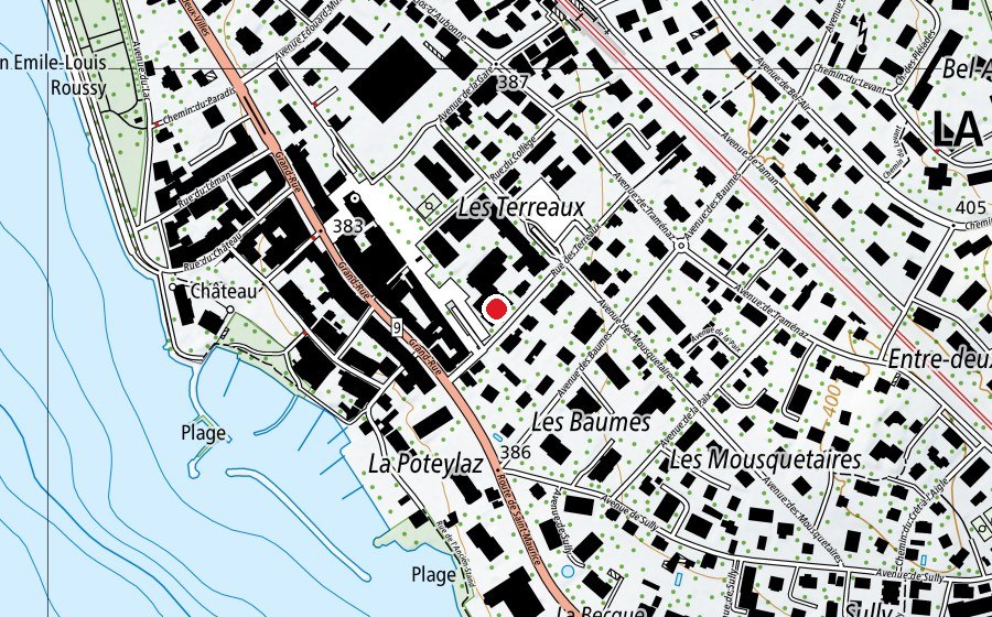 Map showing the location of Piscine des Mousquetaires (Sports centre)