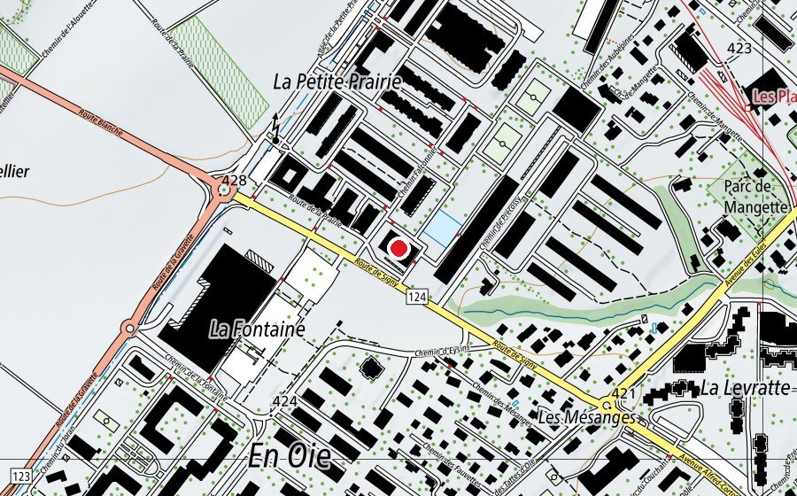 Mappa con la posizione di Piscine du Cossy (Centro sportivo)