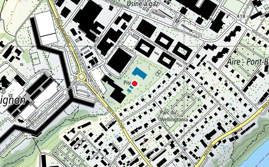 Mappa con la posizione di Piscine du Lignon (Centro sportivo)