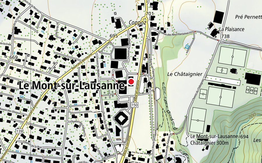 Carte indiquant l’emplacement de Piscine du Mottier - Bâtiment E (Centre sportif)