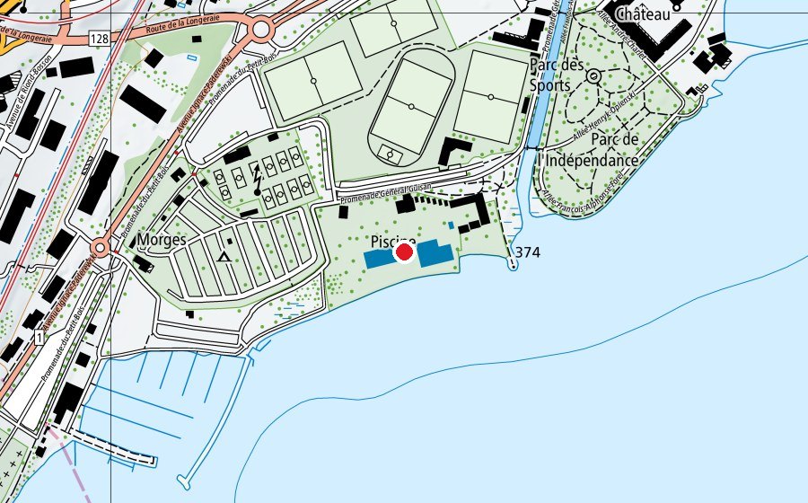 Mappa con la posizione di Piscine du Parc (Centro sportivo)