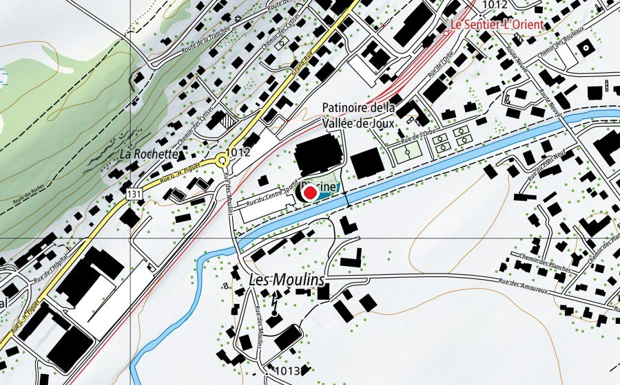 Karte mit dem Standort von Piscine du Sentier (Sportanlage)
